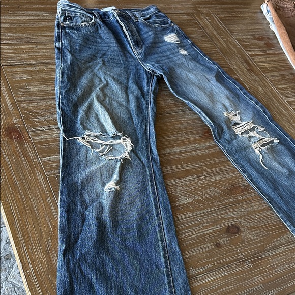 KanCan High Rise Distressed 90's Flare Medium Wash Denim Jeans Size 3/25 - Picture 15 of 15